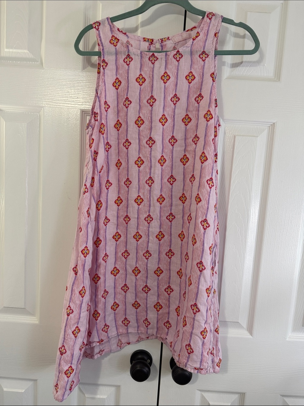 CP Shades Sally medium Pink Patterned Sleeveless Dress 100% linen